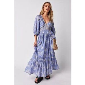 Free People Golden Hour Maxi Dress in Blue